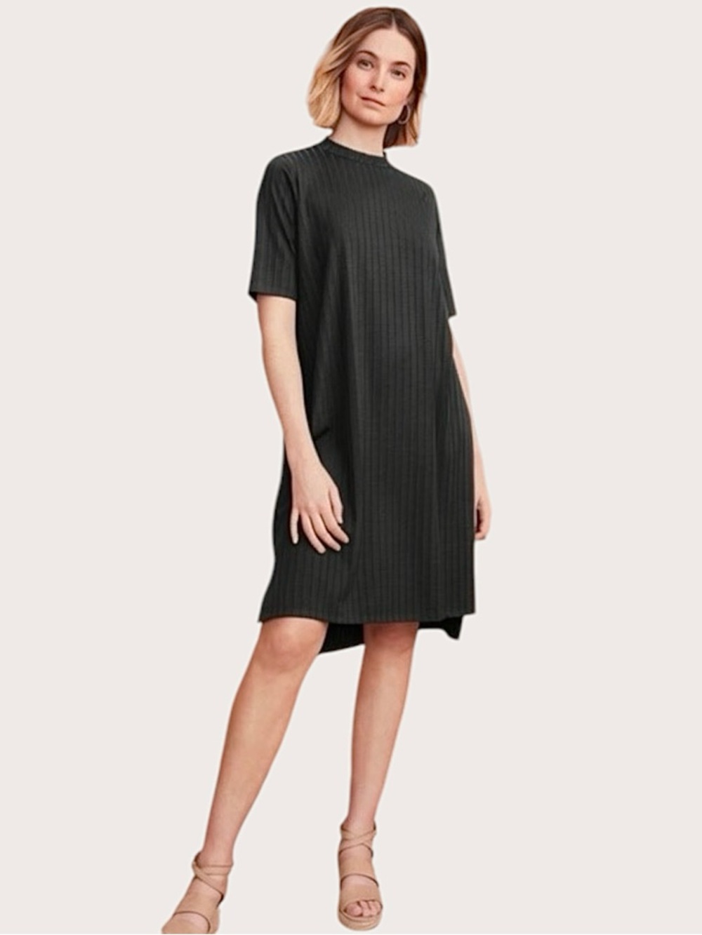 Eileen Fisher Ribbed Mock-Neck Midi Dress Sz S/P